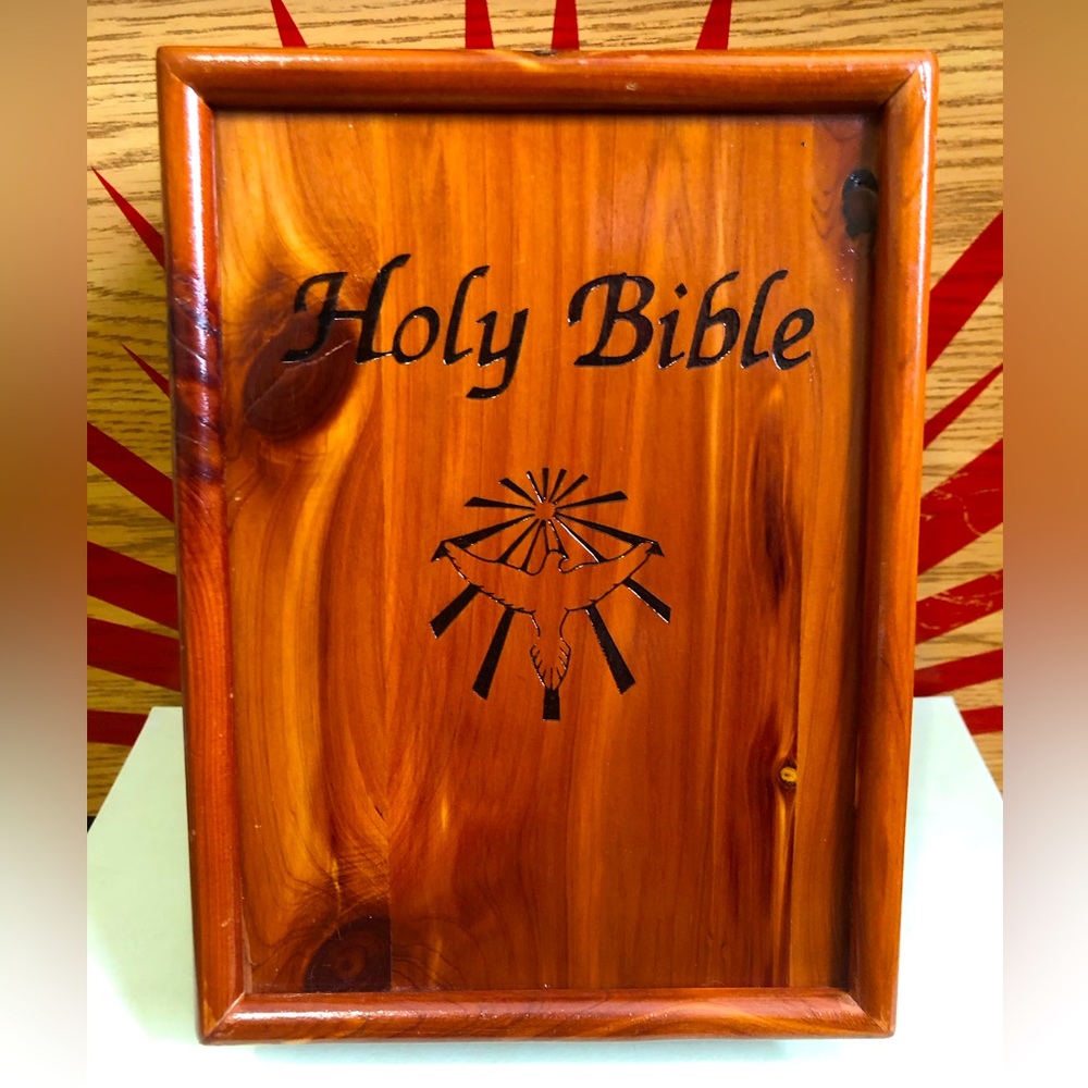 Vintage Empty Union Made Wooden Holy Bible Box
